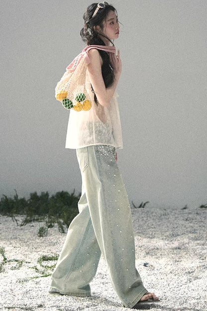 Sheer Lace Floral Top Set