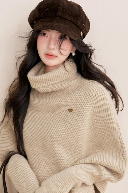 Oatmeal Asymmetrical Cape Sweater