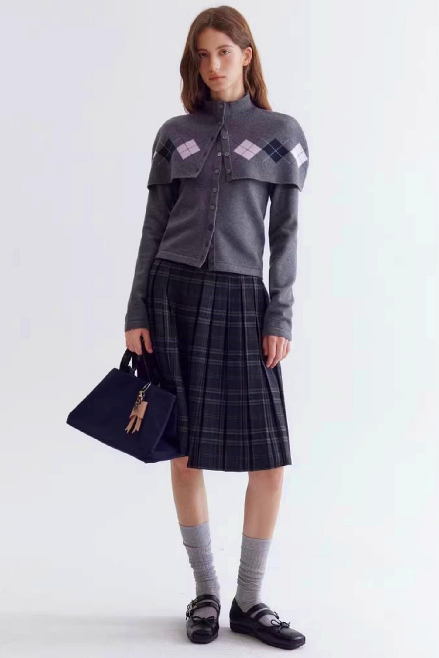 Argyle Jacquard Cardigan Set