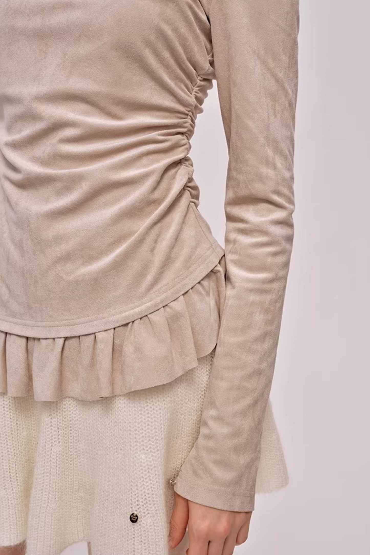 Faux Suede Pleated Dress