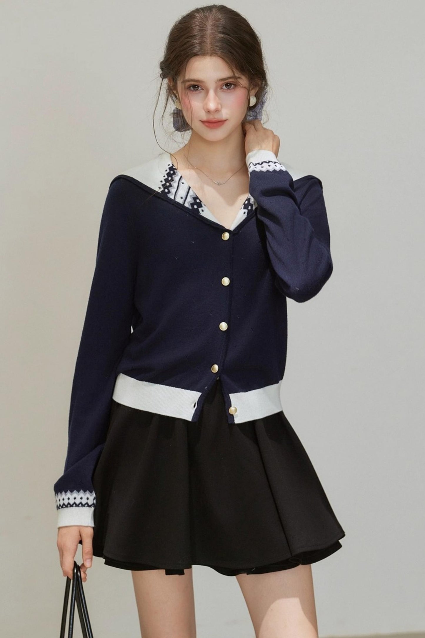 Navy Knitted Cardigan