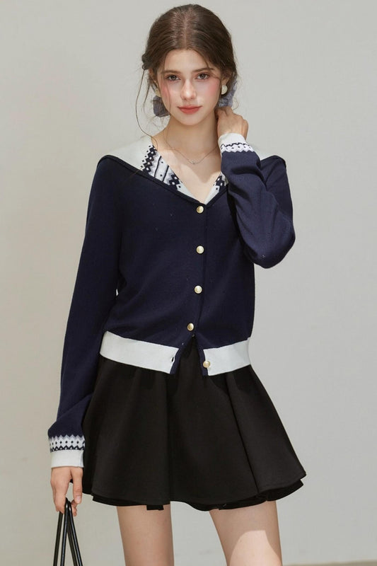 Navy Knitted Cardigan