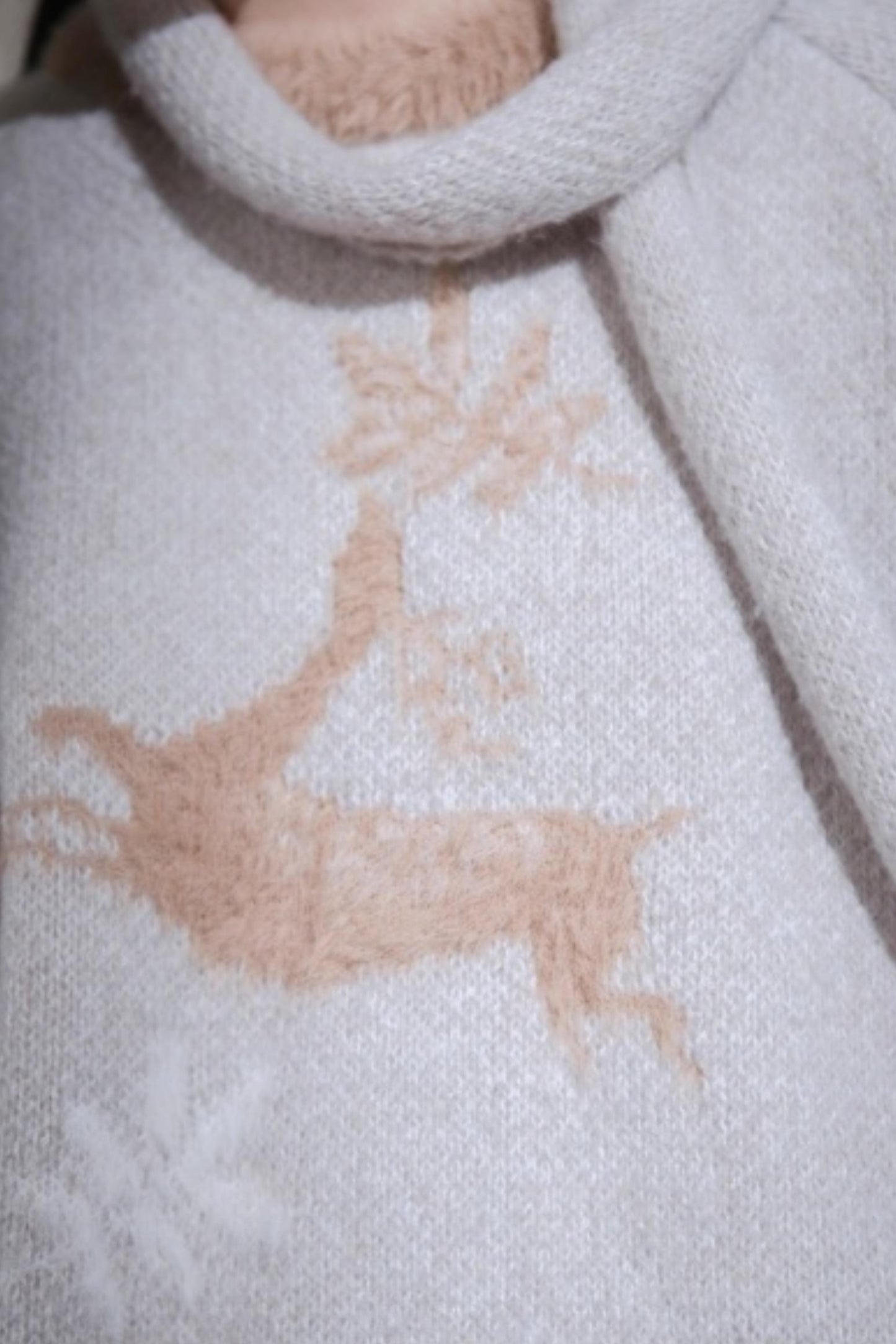 Snow Deer Faux Mink Sweater Scarf Set