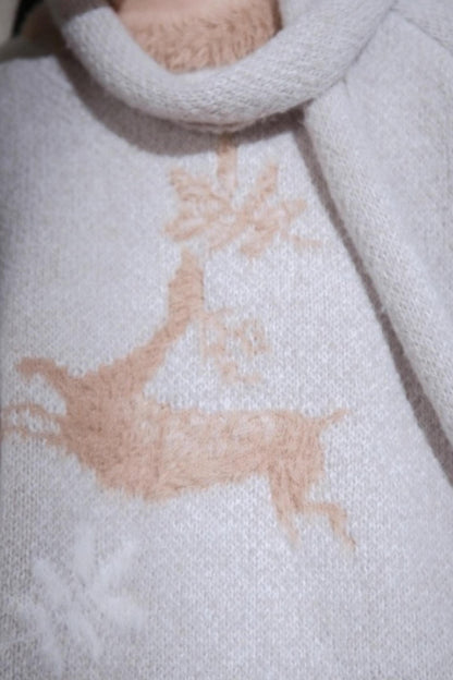 Snow Deer Faux Mink Sweater Scarf Set