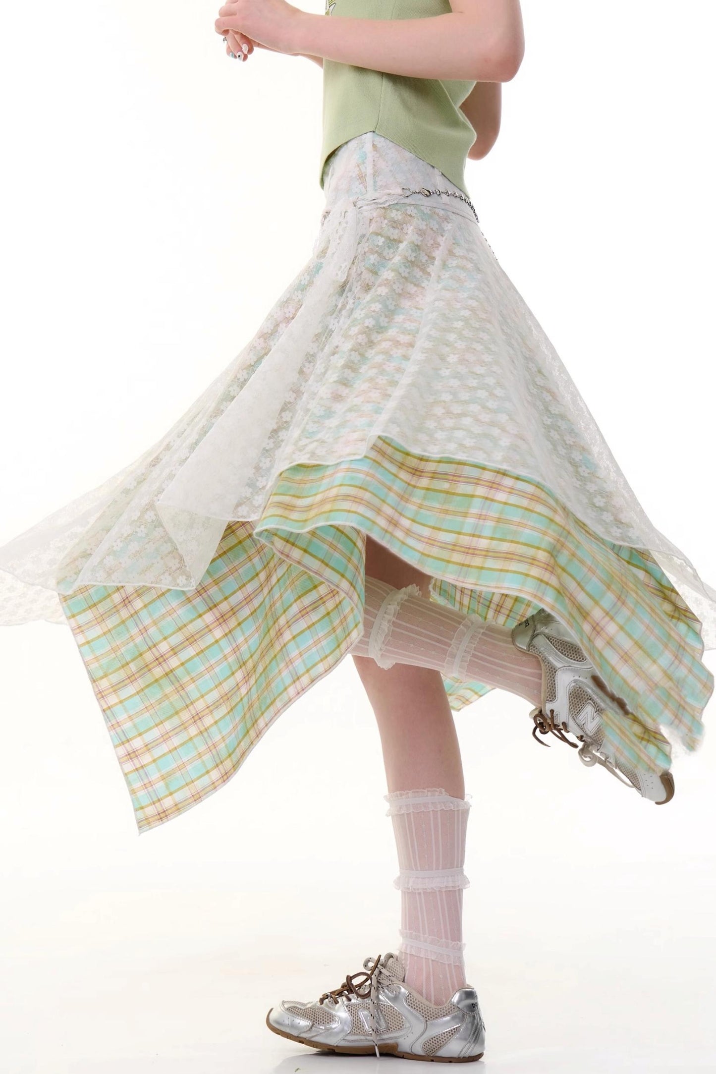 Summer Green Plaid Skirt