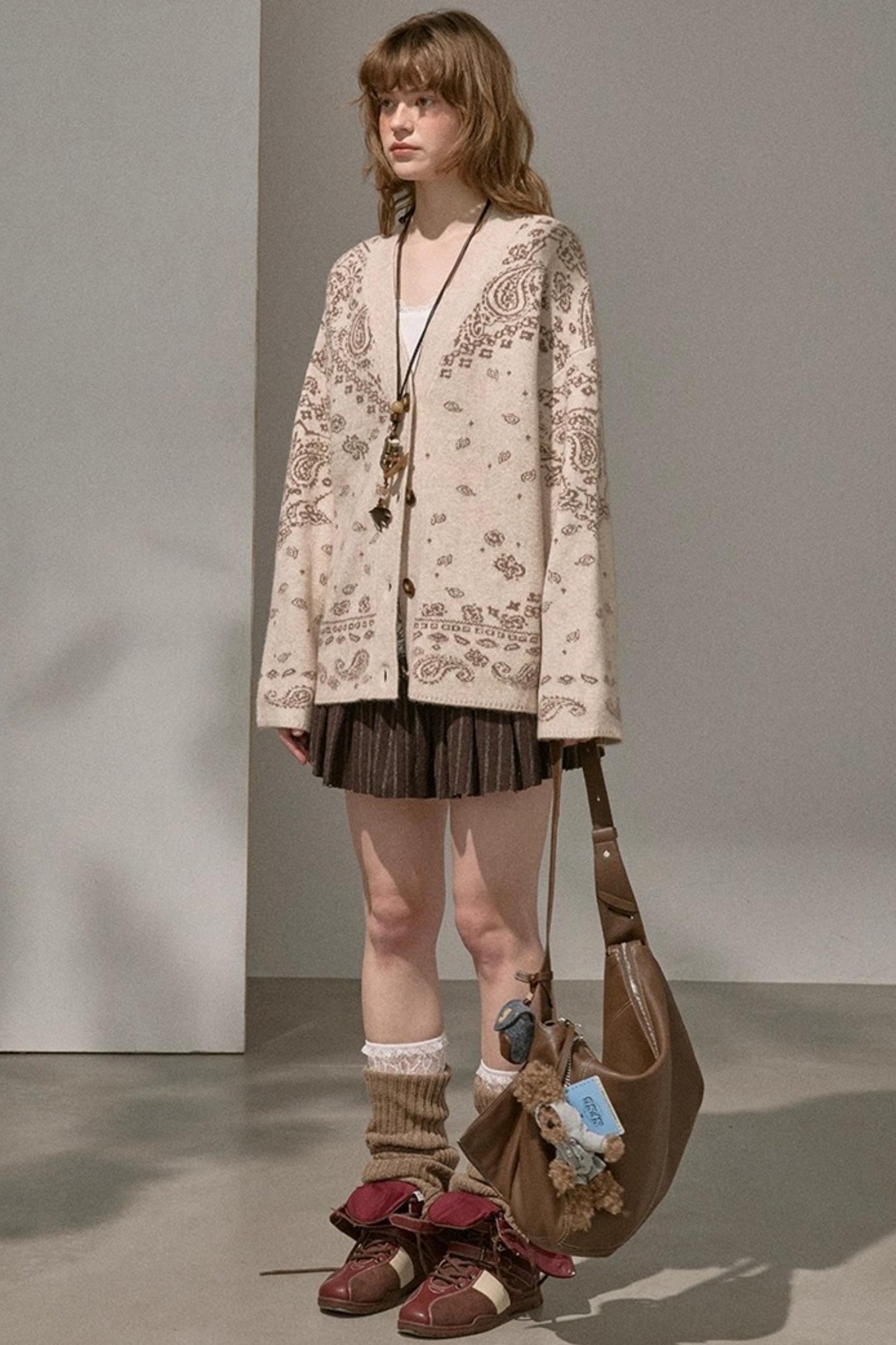 Cashew Flower V-Neck Premium Knit Cardigan