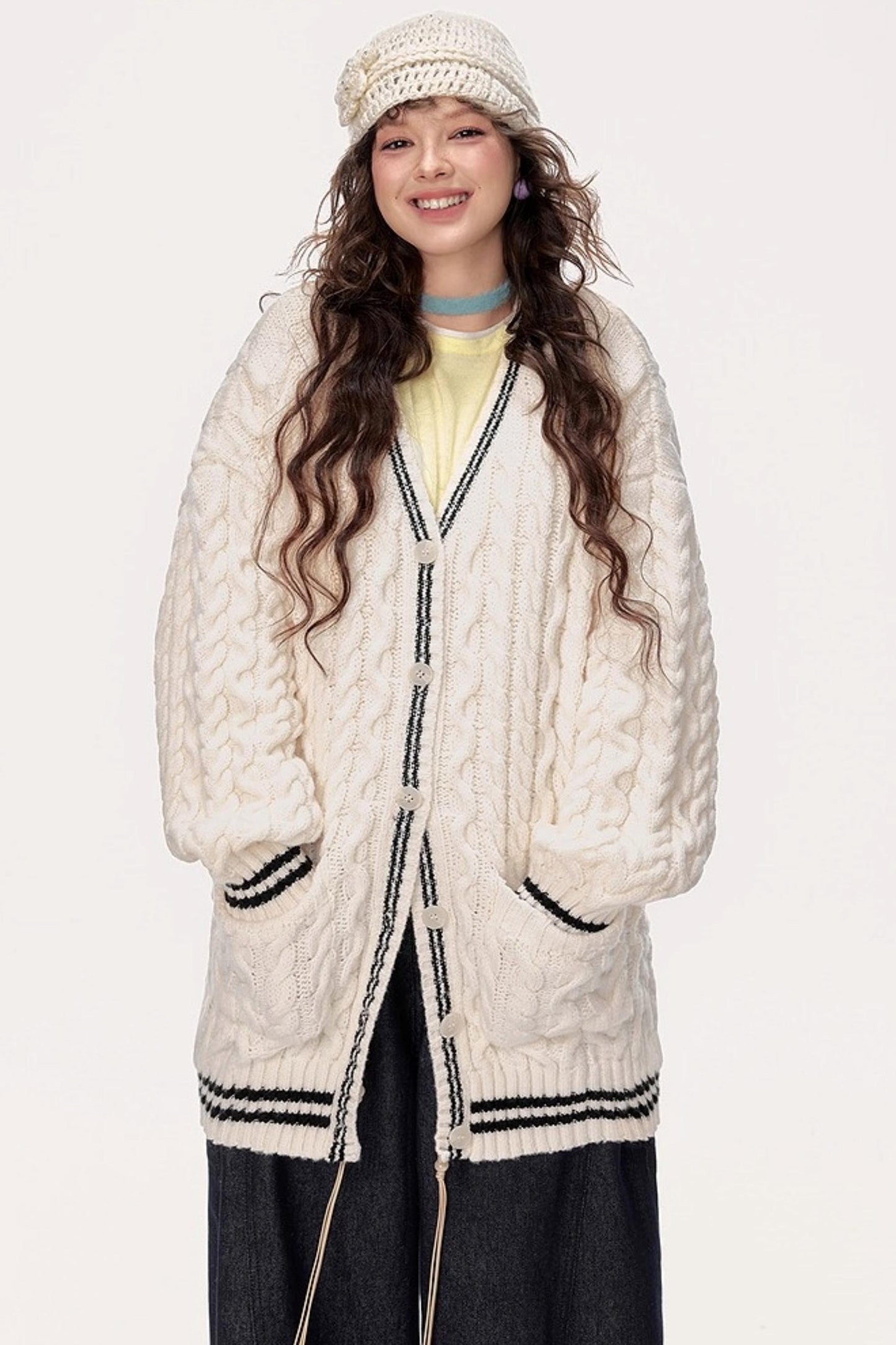 Japanese Knitted V-Neck Sweater