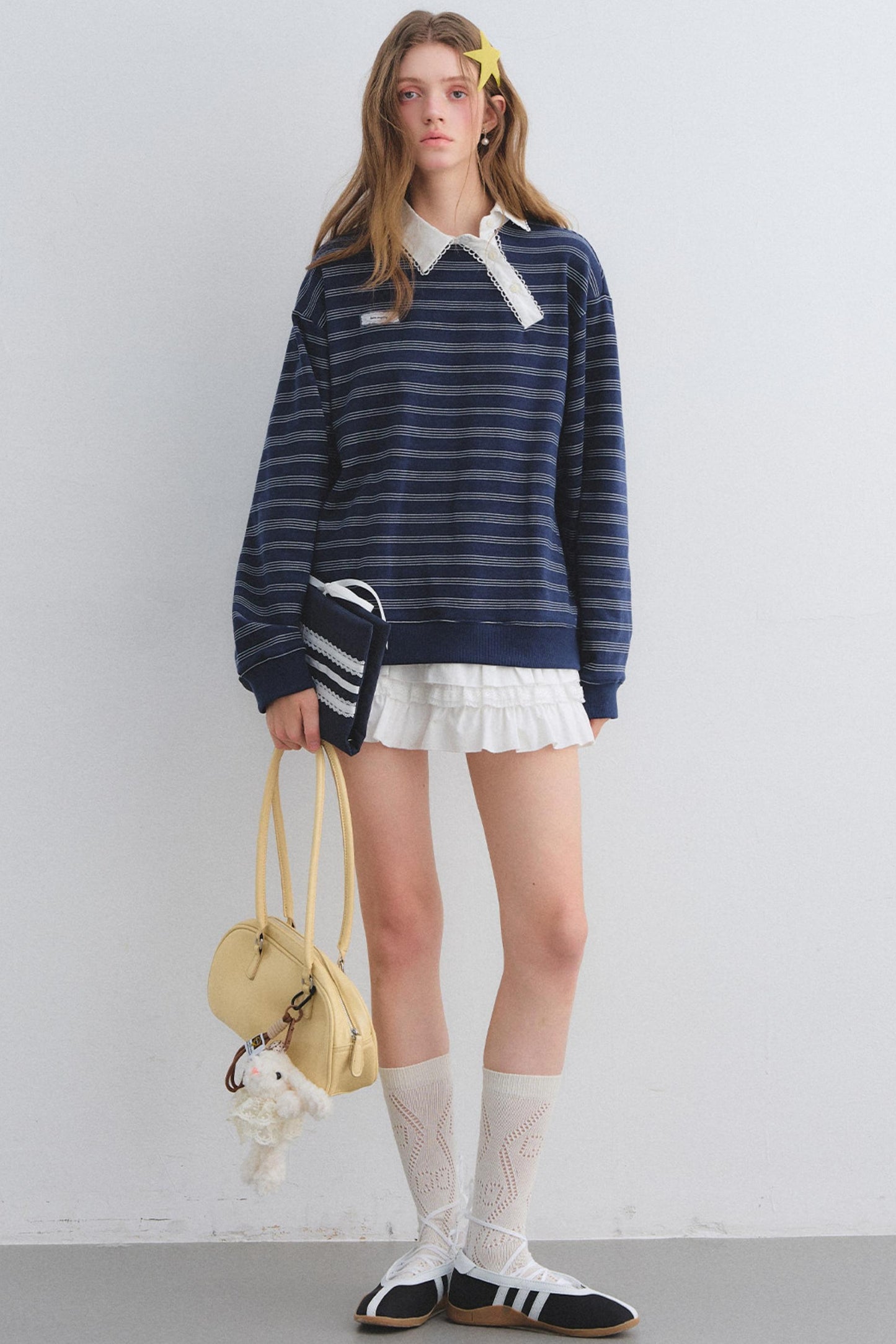 Retro Lace Collar Sweatshirt