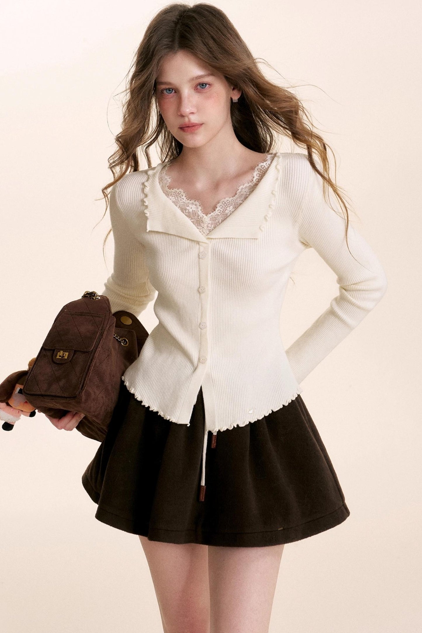 Fragrant Chocolate Wool A-Line Skirt