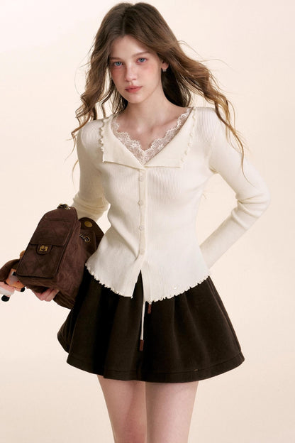 Fragrant Chocolate Wool A-Line Skirt