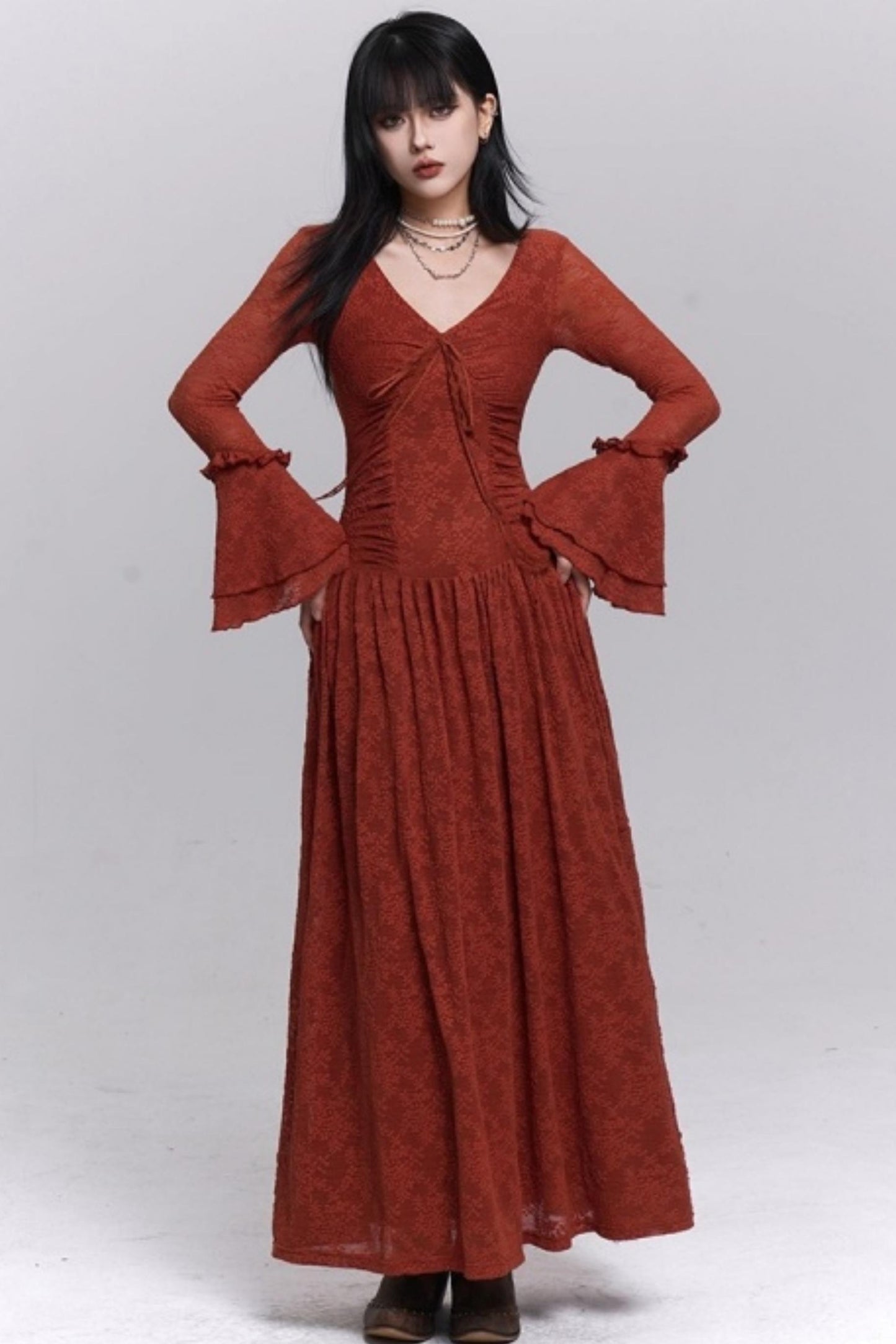 Red Knitted Long Dress