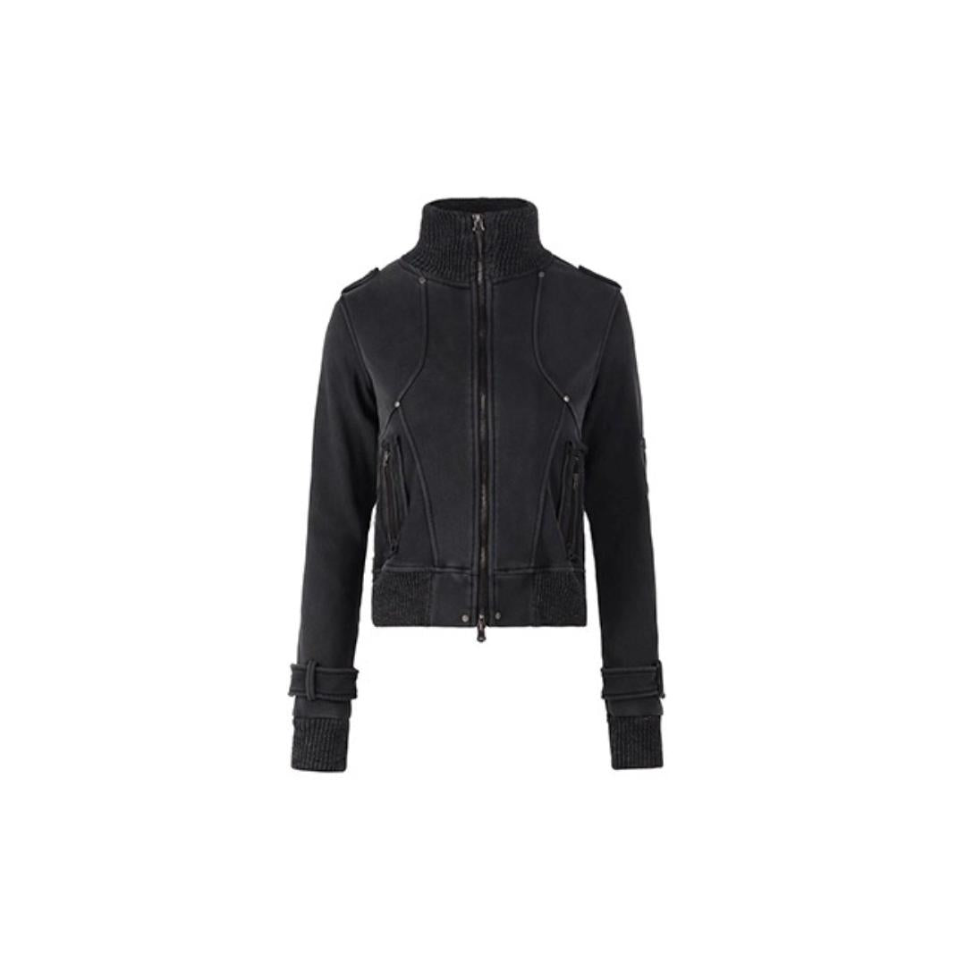 Retro Black Zipper Cardigan