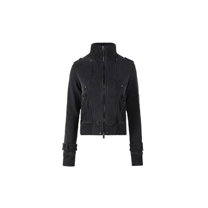 Retro Black Zipper Cardigan