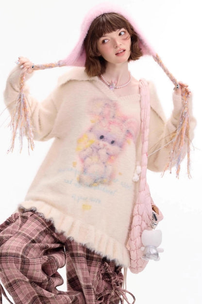 Pleated Hem Drawstring Sweater