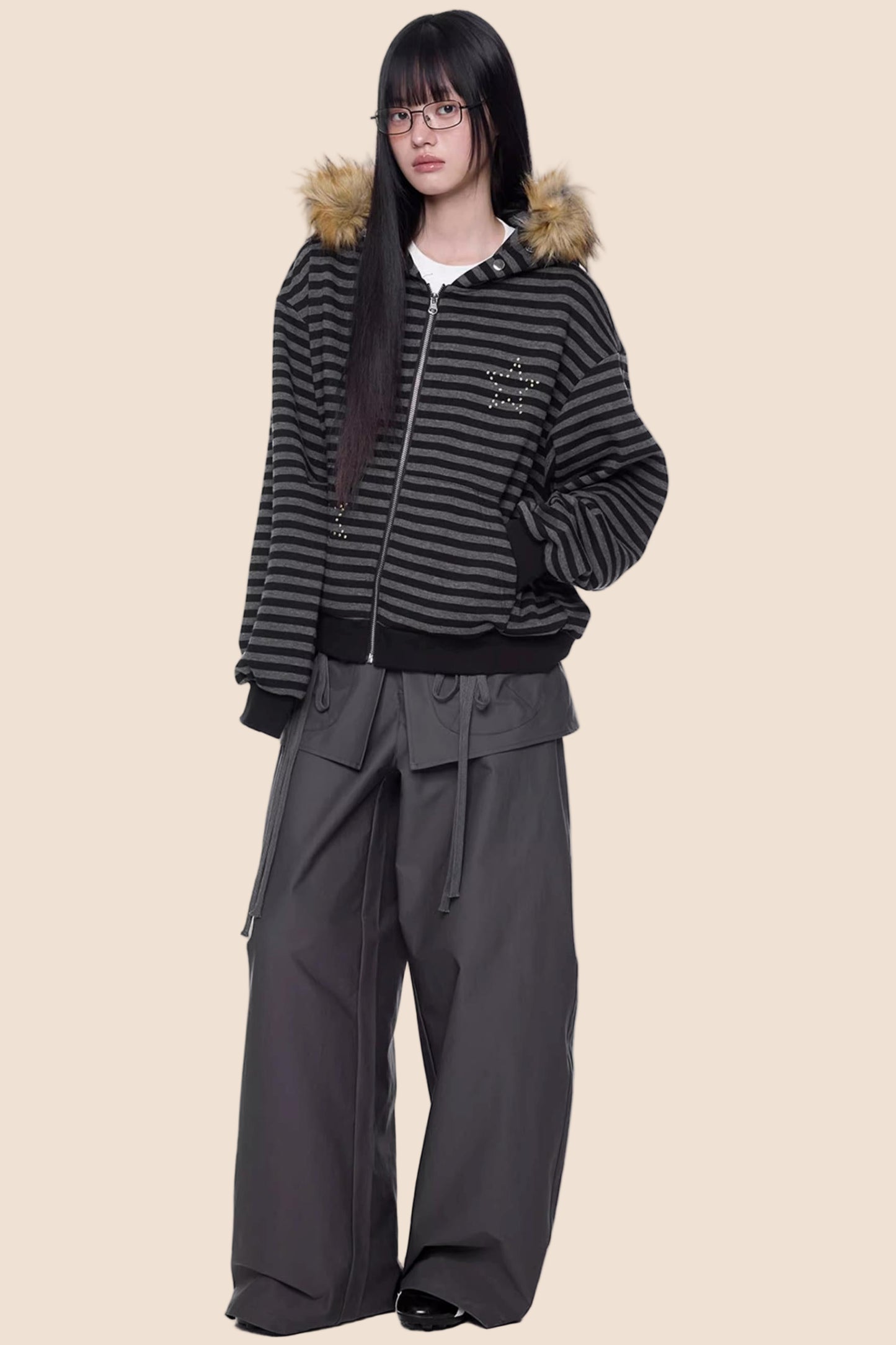 Patchwork Drapey Wide-Leg Pants