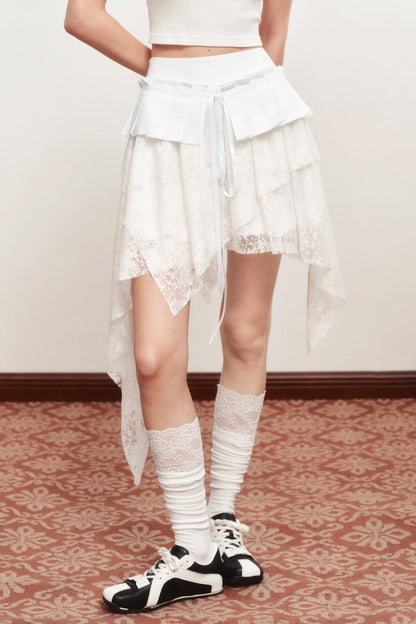 Emo Girl Goth White Short Skirt