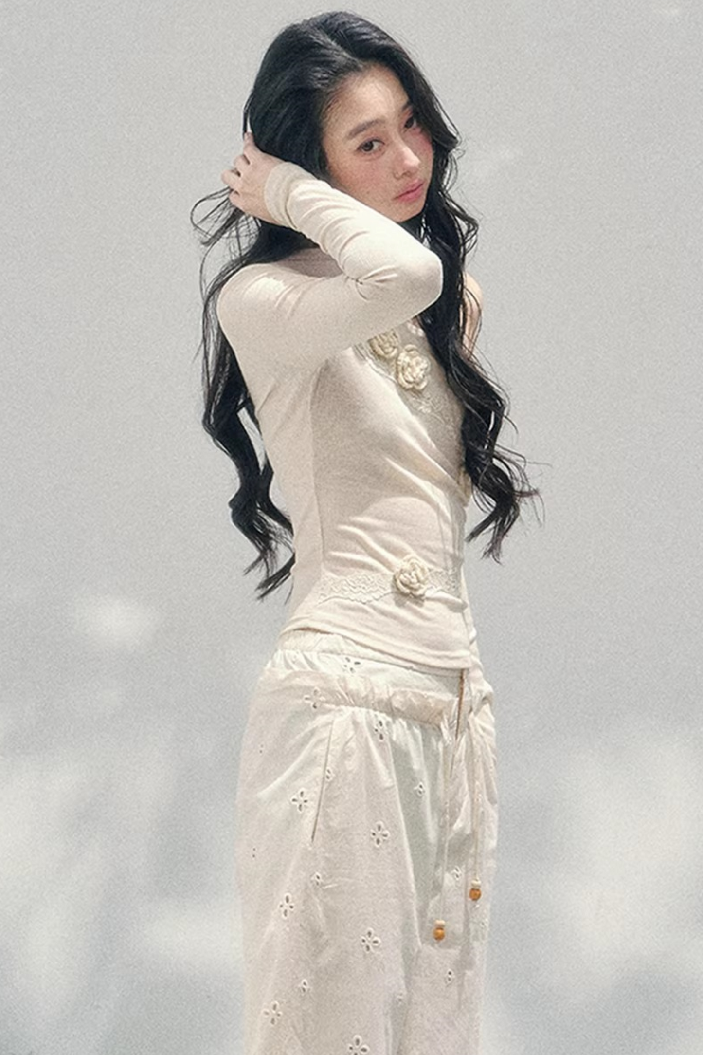 Rose Whisper Off-Shoulder Blouse