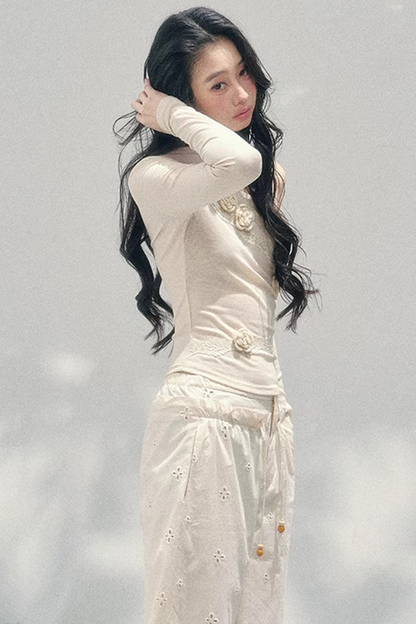 Rose Whisper Off-Shoulder Blouse