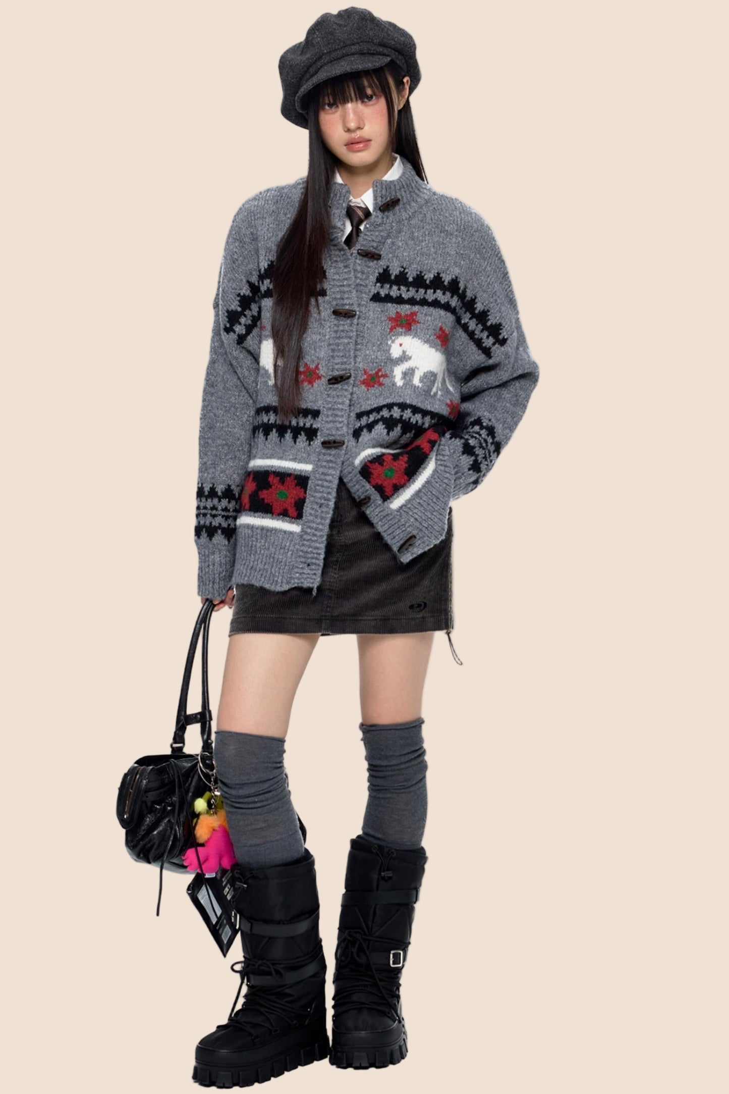 Knitted Horn Button Cardigan