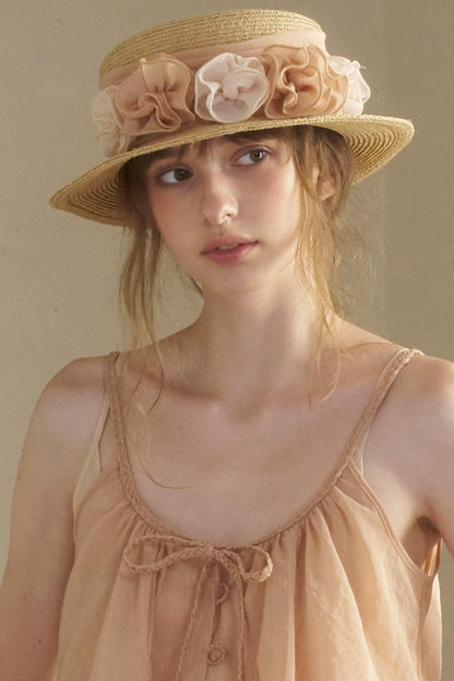 Vintage Flower Woven Raffia Sun Hat