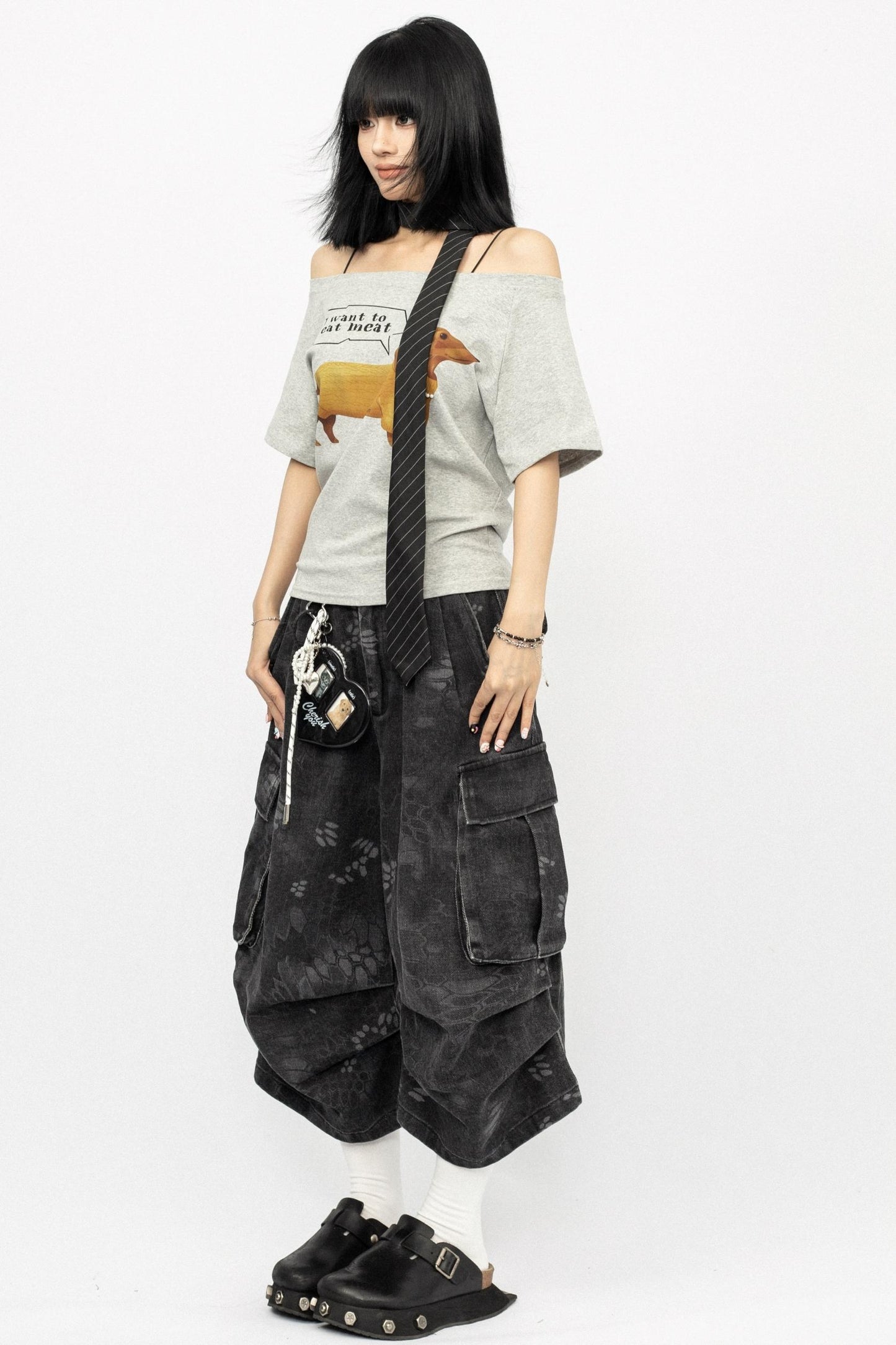 Vintage Camouflage Wide-Leg Pants