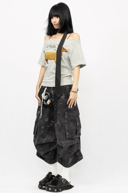 Vintage Camouflage Wide-Leg Pants