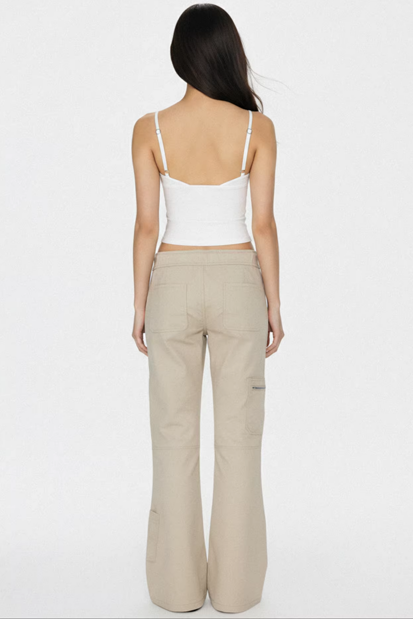 Khaki Flared Workwear Pants