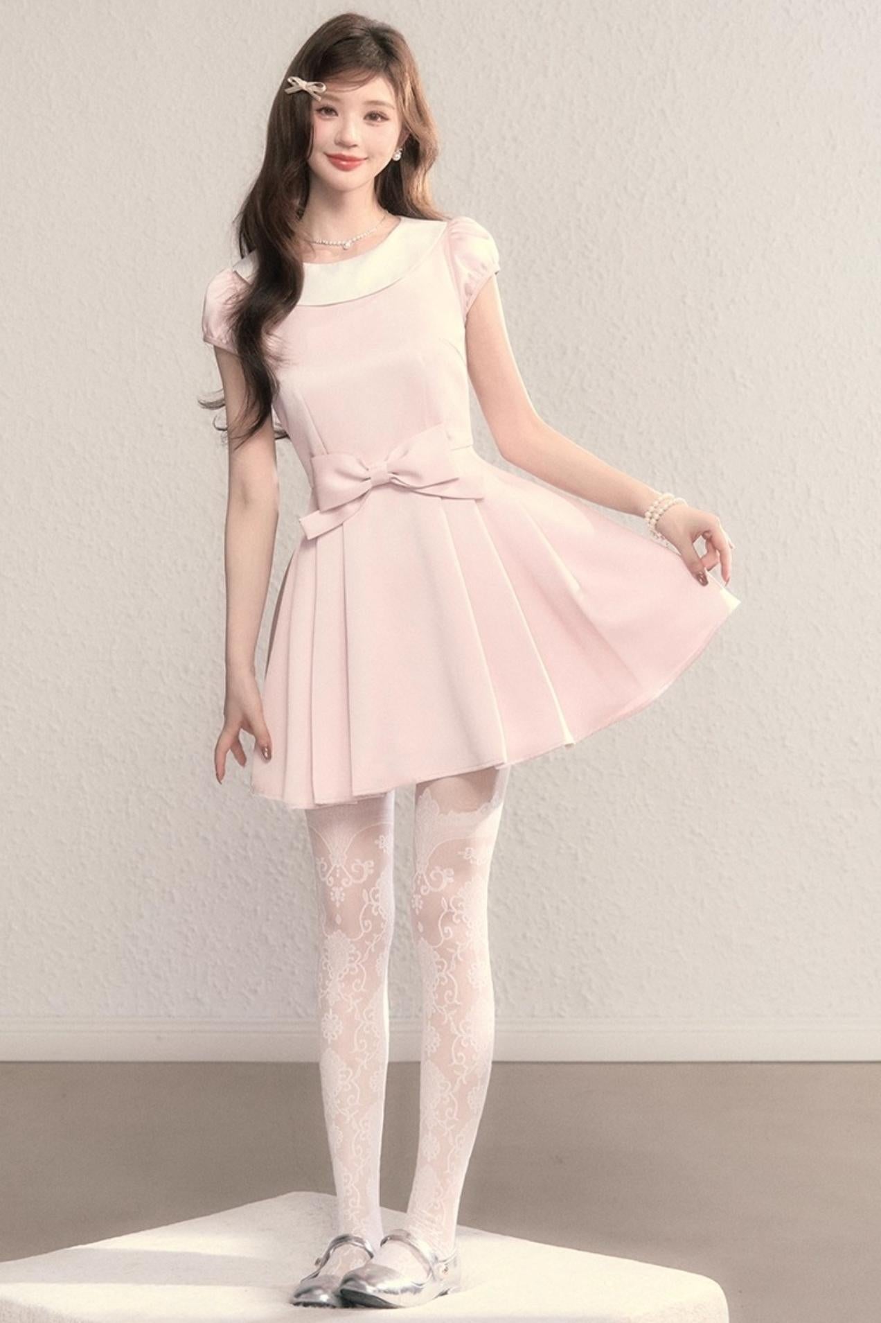 French Princess Satin Bow Dress