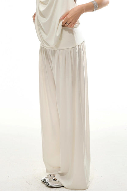 Silk Pleated Vest Pants Set-Up