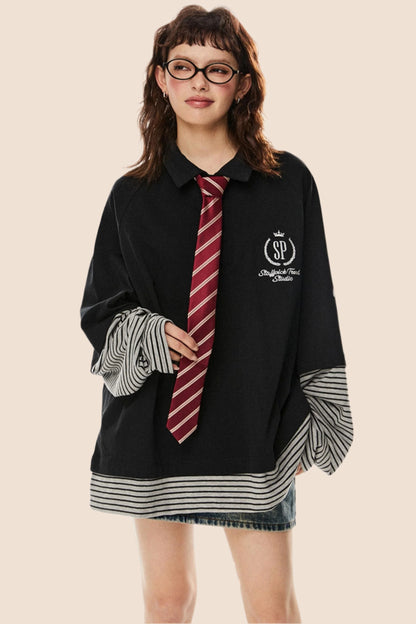 Vintage Fake Two-Piece Polo Top