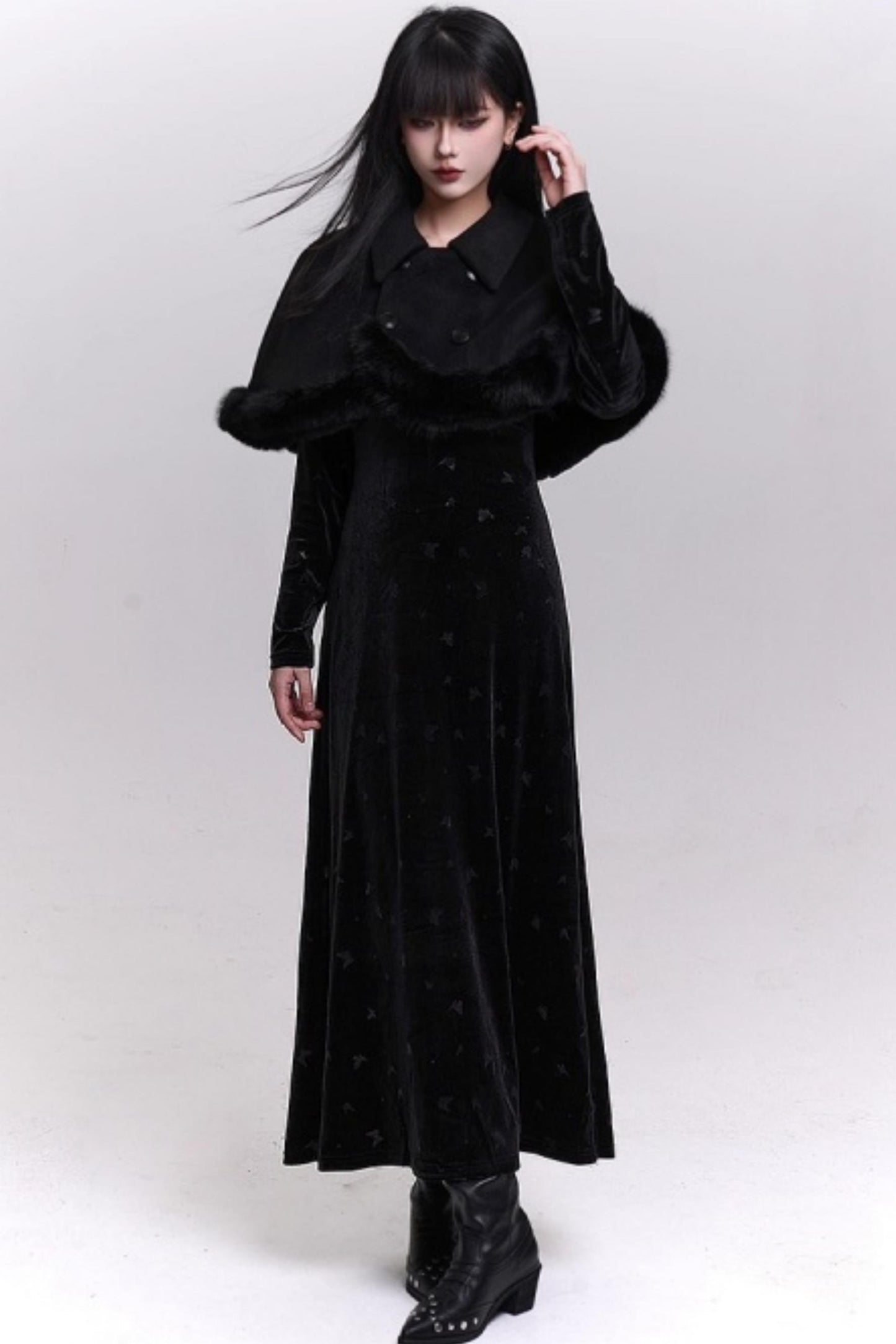 Black Velvet Butterfly Dress