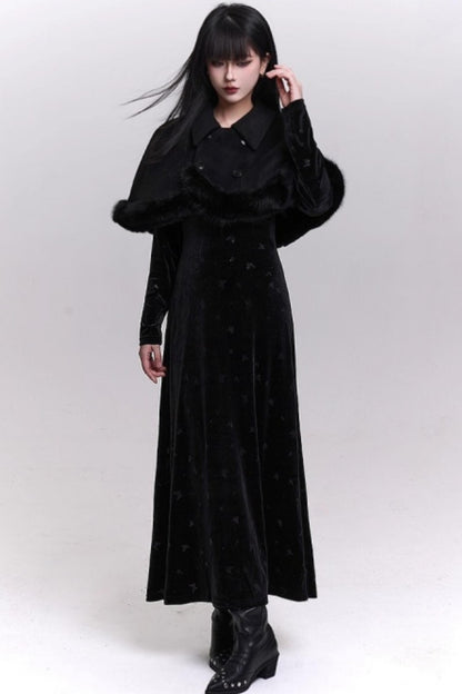 Black Velvet Butterfly Dress