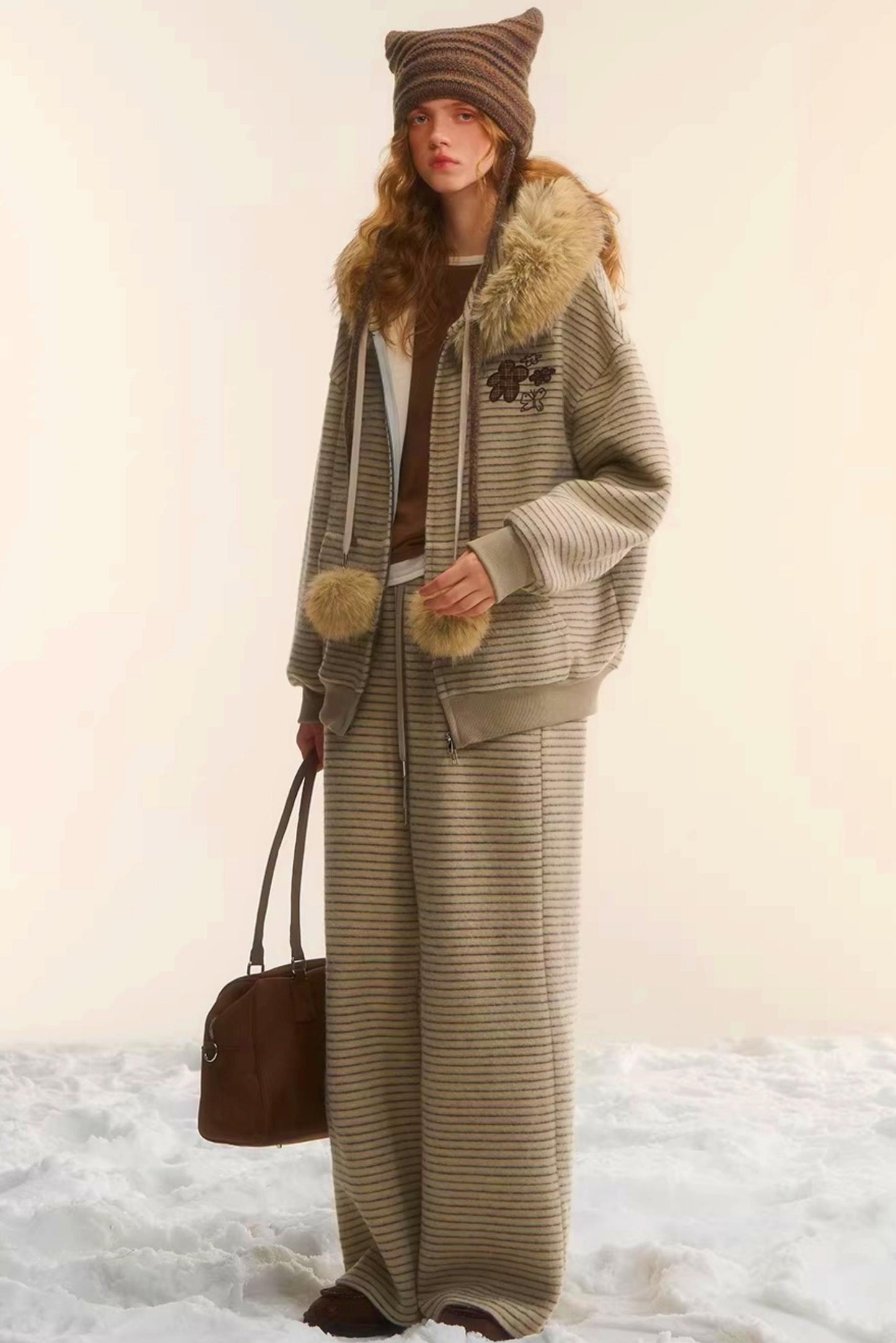 Retro Velvet Striped Jacket Set-Up