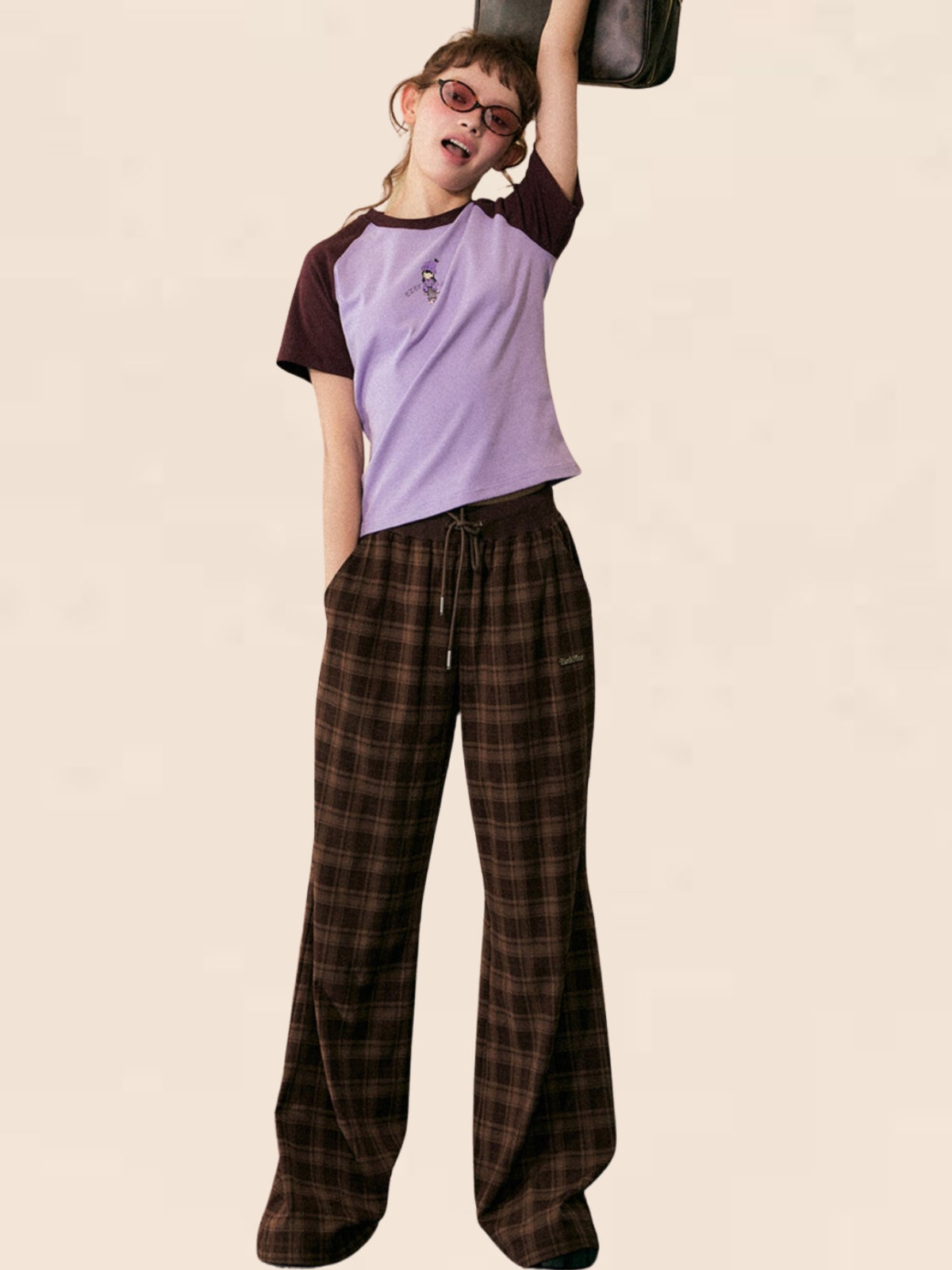 Retro Plaid Wide-leg Pants