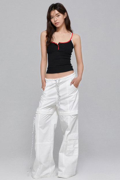 Tricolor Lace Slim Strap Top