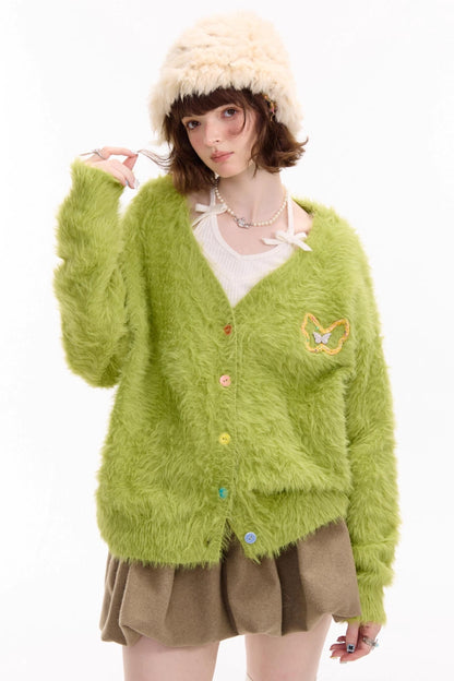 Lazy Butterfly Plush Cardigan