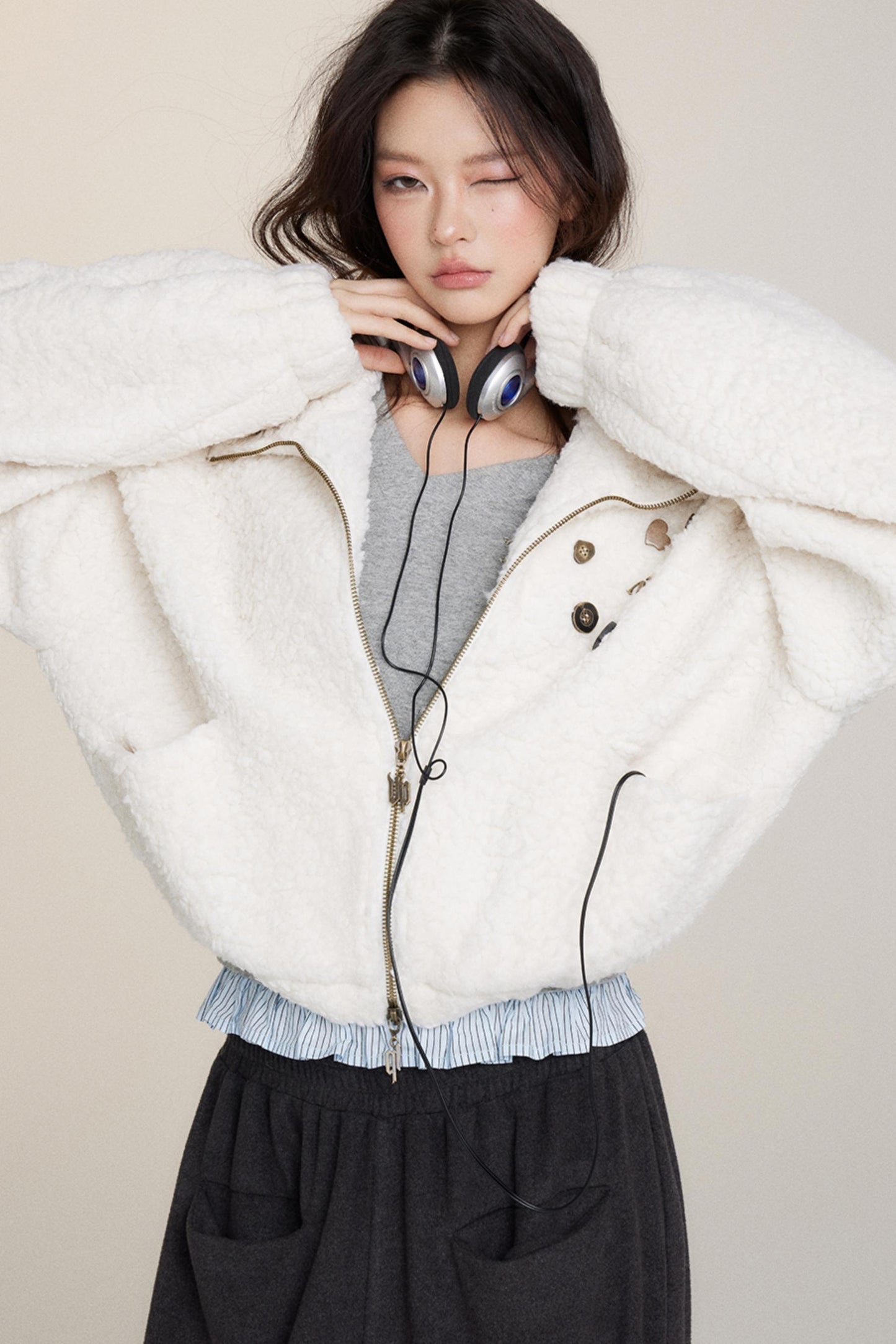 Teddy Bear Furry Cropped Jacket