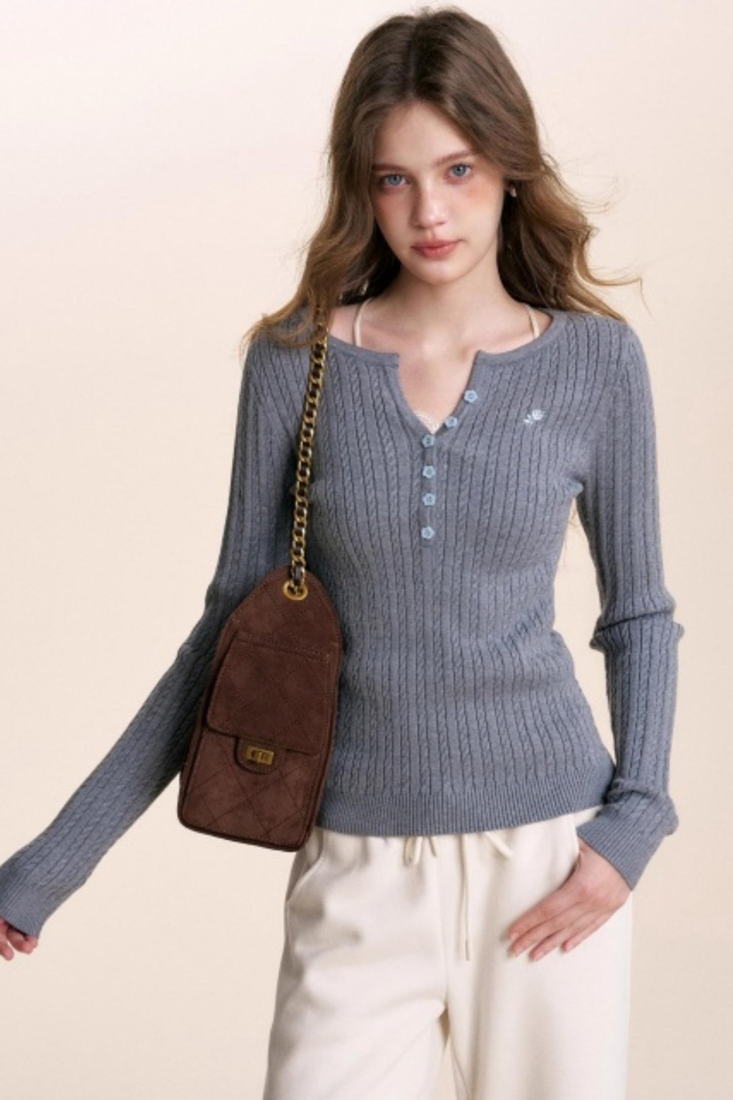 Fine Cable Knit Cardigan