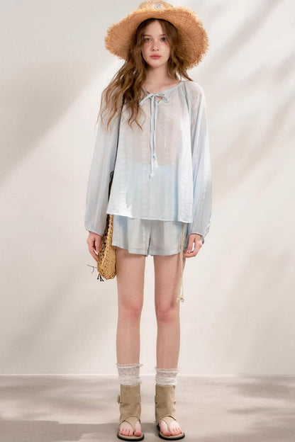 Beaded Tencel Boho Chic Ensemble Shorts