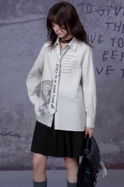 Striped Comic Print Shirt