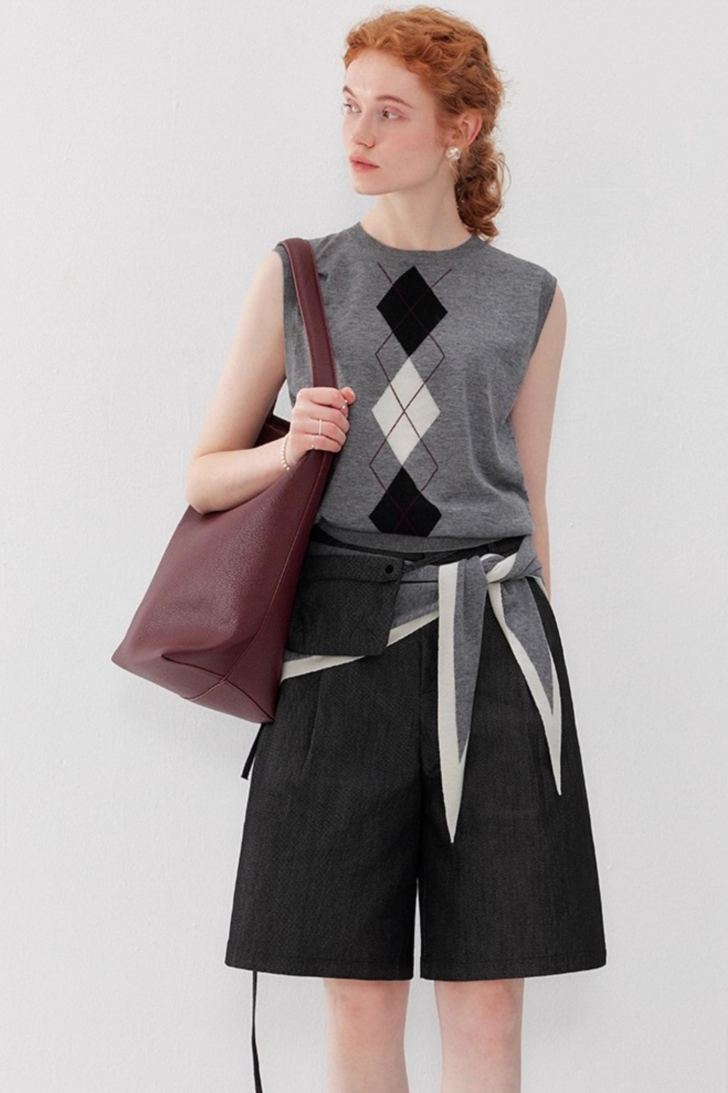 Diamond Checkered Wool Vest