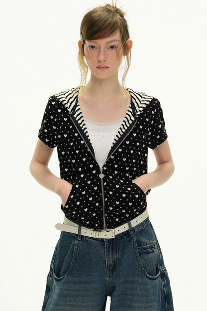 Love-Printed Hooded Jacket