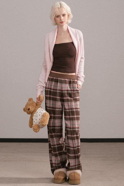 Retro Pink Plaid Pants