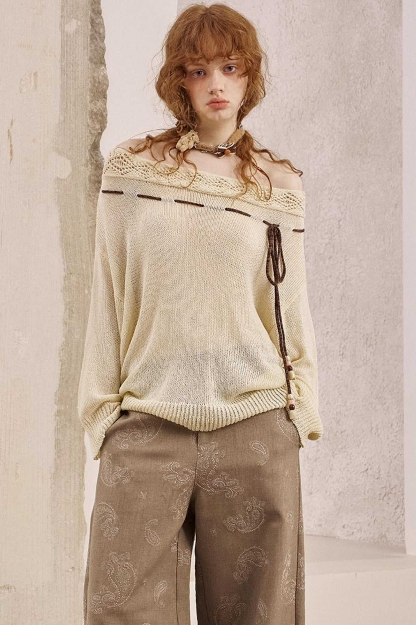 Autumn Shoulder Cut Knit Sweater