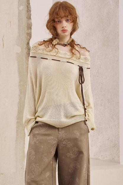 Autumn Shoulder Cut Knit Sweater