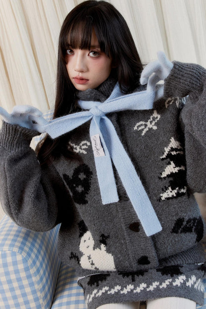 [10 31new] fragile shop winter snow hibernation memories Fair Island slouchy sweater autumn and winter knit set