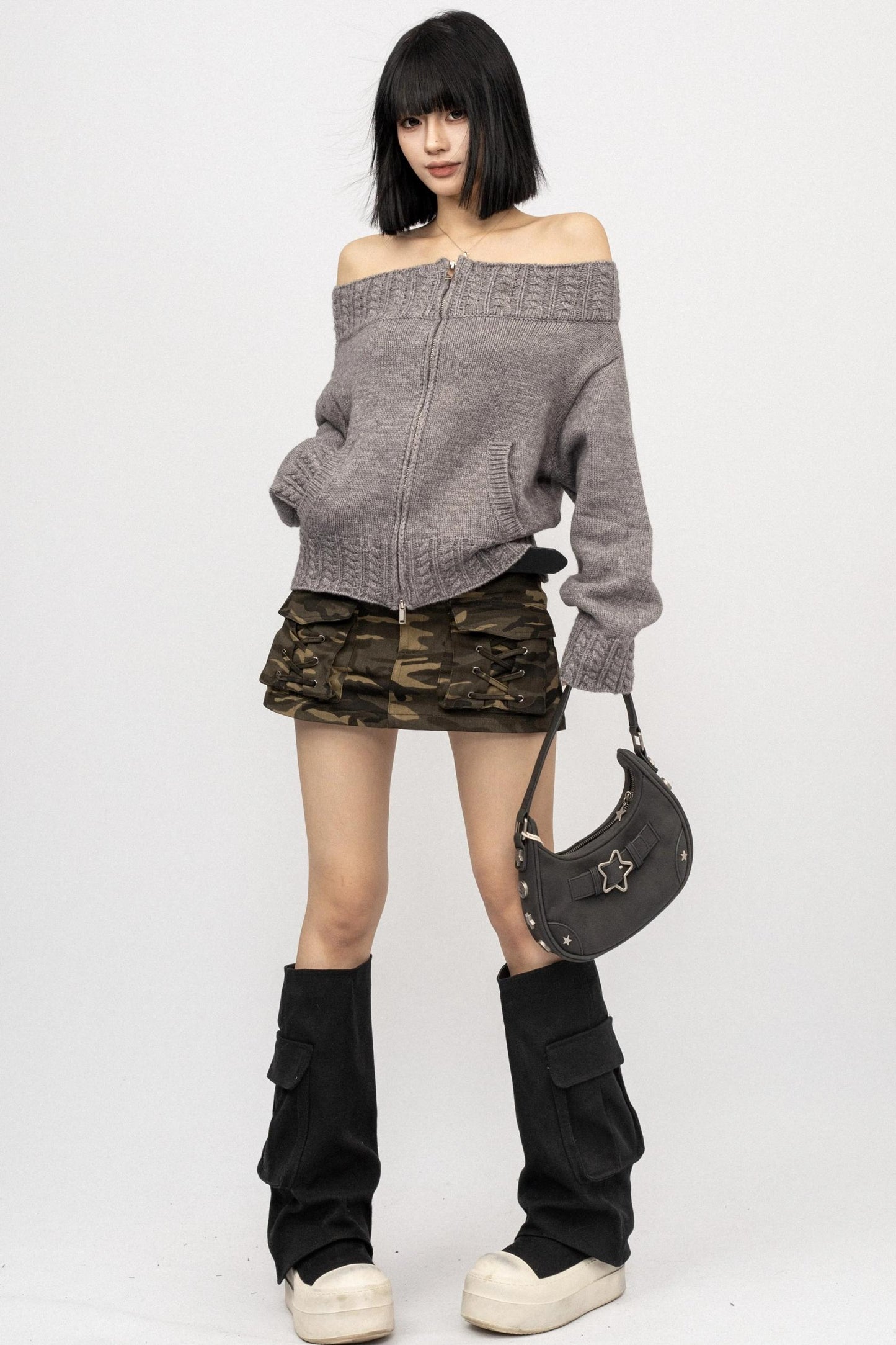 Retro Spice One-Shoulder Sweater