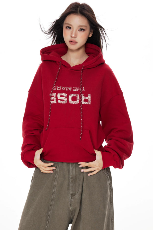 Vintage Red Hooded Sweatshirt