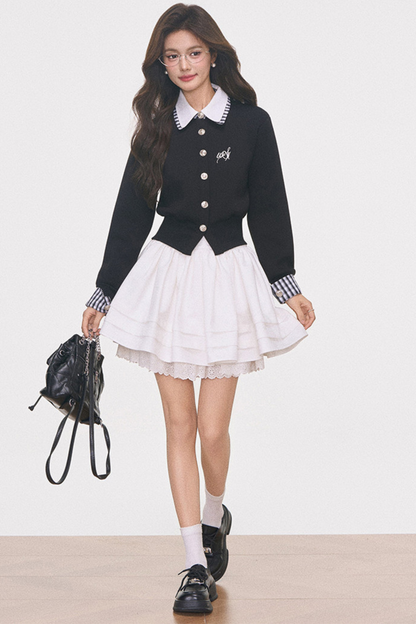 Knitted Cardigan Jacket and Skirt Set-Up