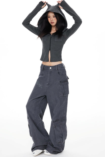 Slim Fit Cropped Hoodie Top